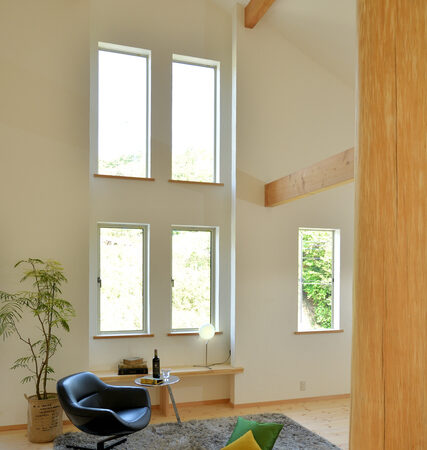 解放感の大リビングは木と漆喰のお家